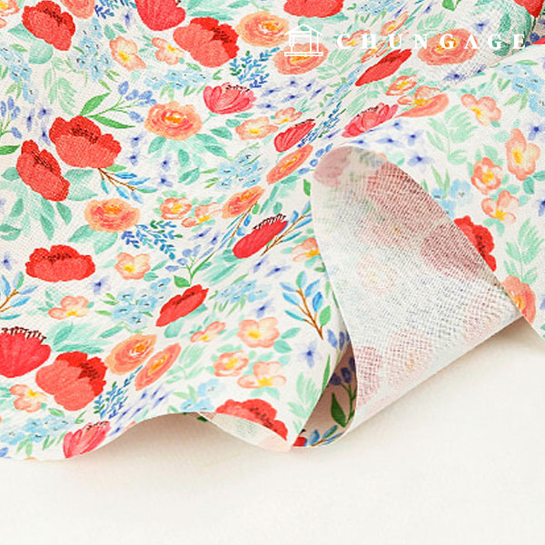 リネン生地 コットンリネン 11 カウント 環境にやさしい E-DTP 綿麻 広幅プリムローズコーラル MLJP1297