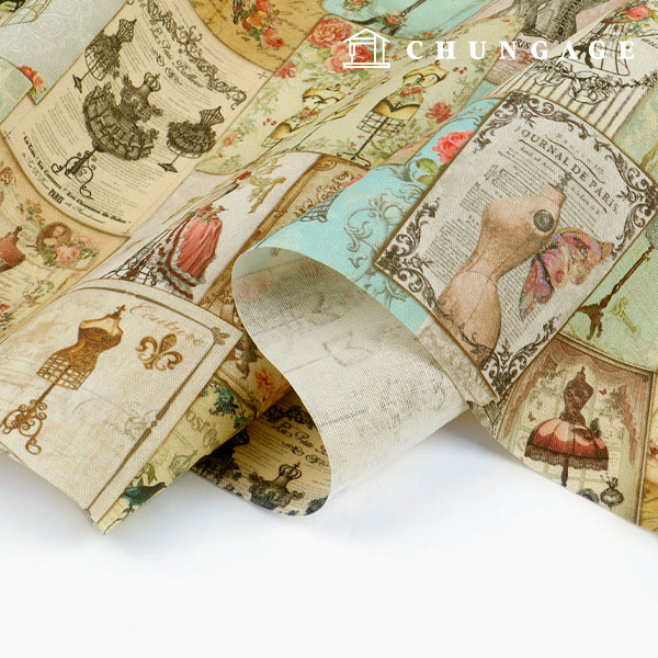 リネン生地コットンリネン11カウントエコE-DTP綿広広フレンチマネキンMLYS1273