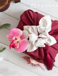 風呂敷包装調和花飾り02