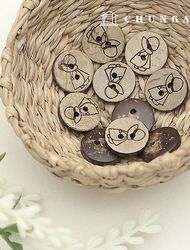 ヴィンテージウッドボタン12mmベージュサークルサンボネットオスウッドボタン72678