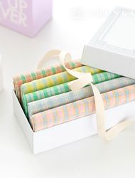 生地パッケージ 綿生地 彫刻布 ウォッシング チェック ビンテージ パステルメロディ 5種パック