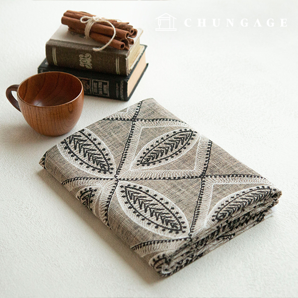 キャンバス生地コットン10カウントパタン生地広幅リーフステッチ