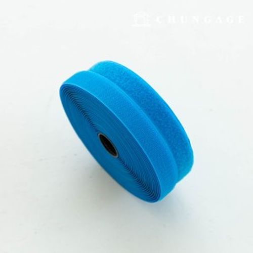 マジックテープ付き10マロール両面セット縫製用マジックテープ25mm 青色