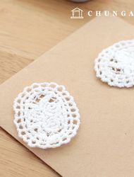 レース生地刺繍レース布モチーフ副資材エマ2個入り