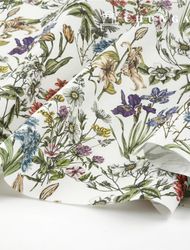 オックスフォード生地 コットン 20 カウント 環境にやさしい DTP 広幅ボテニカルガーデン アイボリー MOXYS3003