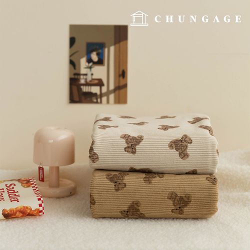 コーデュロイ生地 スパン 中ゴルデン 8W コーデュロイ生地 くまのデザイン 広幅 冬生地 コージーベア 2種