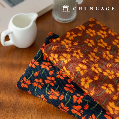 コーデュロイ生地 スパン ザンゴルデン 16W コーデュロイ生地 花柄 花 広幅 冬生地 線セット 2種