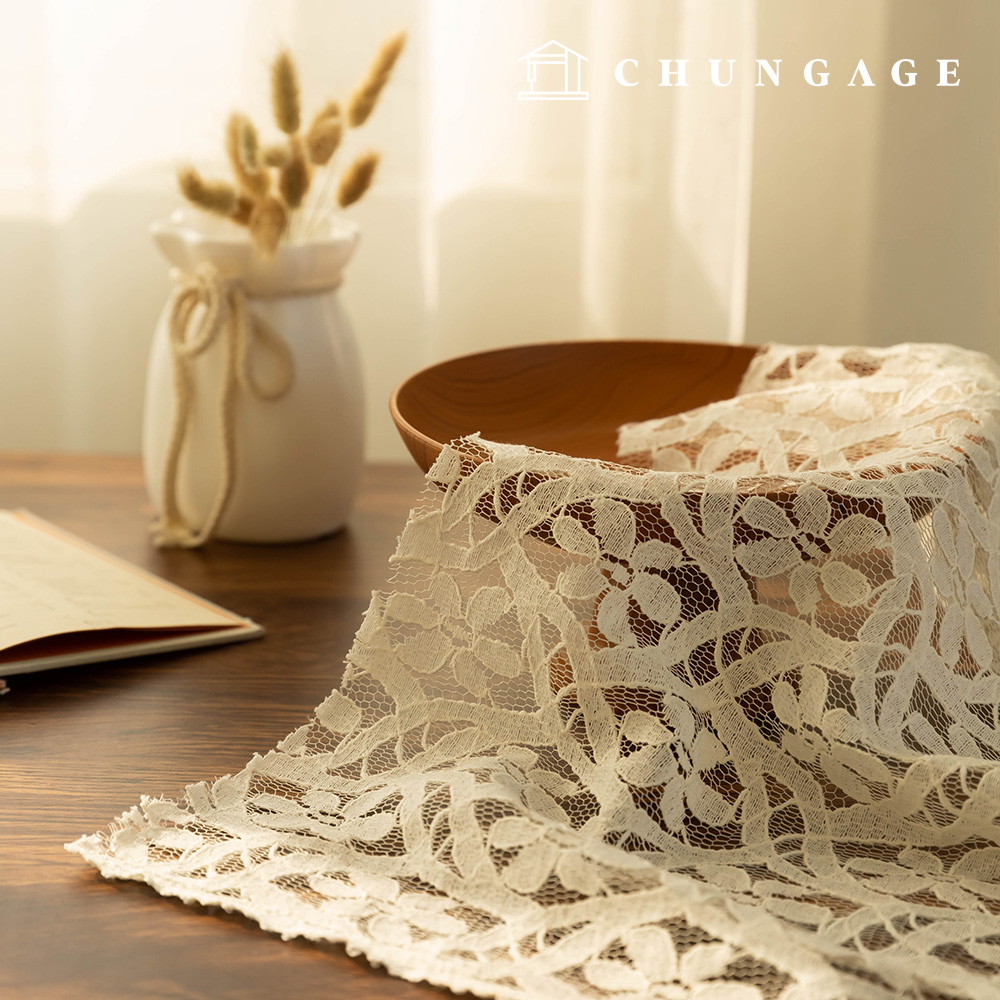 コットン刺繍生地メッシレース生地花柄フラワー広幅シンディ