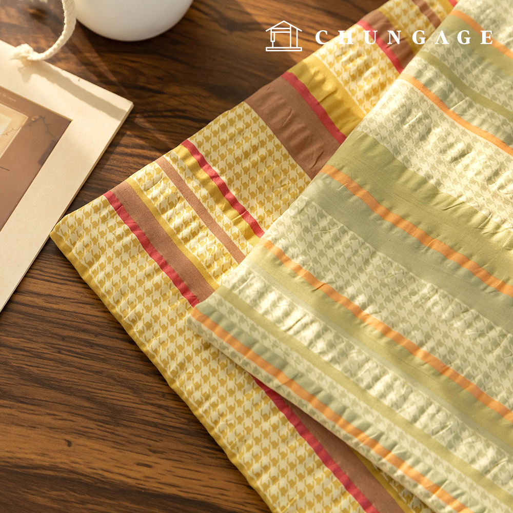 コットンチェック生地 ビンテージストライプ ハウンドチェック生地ユリ 2種