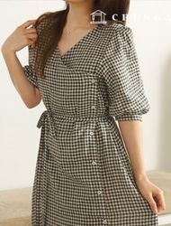 服パターン女性ブイネックワンピーススカート服作り服パターンP1636