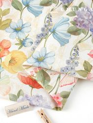 リネン生地コットンリネン11カウントエコE-DTP綿広広クイーンフローライエローMLJP1293