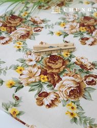 コットンオックスフォード生地花柄フラワー生地ビッグローズ