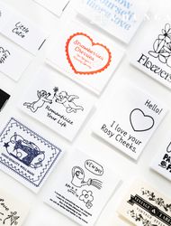 綿ラベルフィット両接ハンドメイドラベルビンテージキャラクター文具A