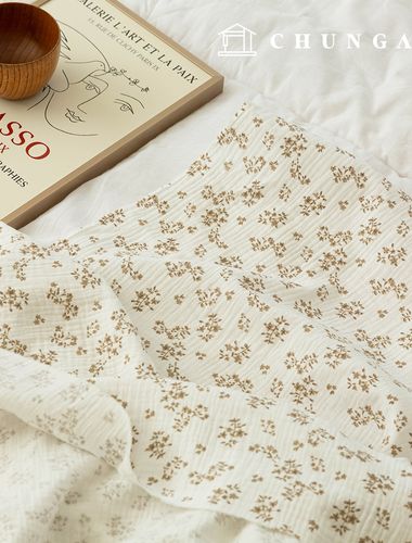 ヨル二重ガーゼ生地コットン無蛍光バイオウォッシュ花柄生地プチフラワー