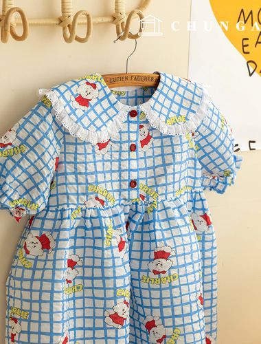 サポート米生地冷感リップルシアサーカー生地広幅チェック動物生地子犬チャーリーR-726