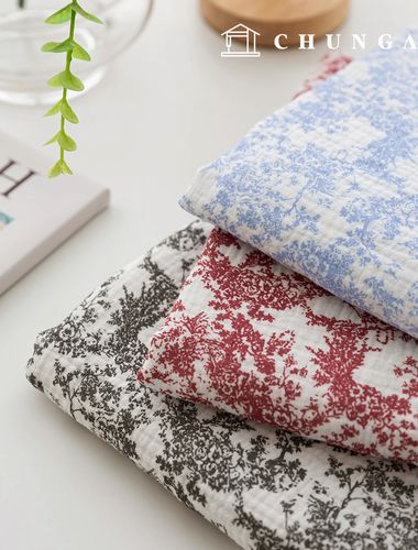 ヨル二重ガーゼ生地コットン無蛍光バイオウォッシュ花柄生地トワル山水化3種