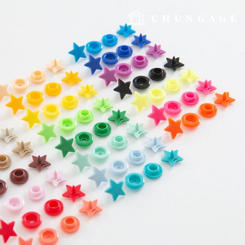 カチカチボタンプラスチックカチカチティーボタンTスナップボタン服作り星12mm 23種