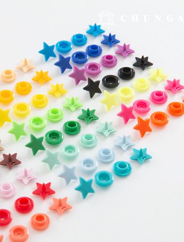 カチカチボタンプラスチックカチカチティーボタンTスナップボタン服作り星12mm 23種