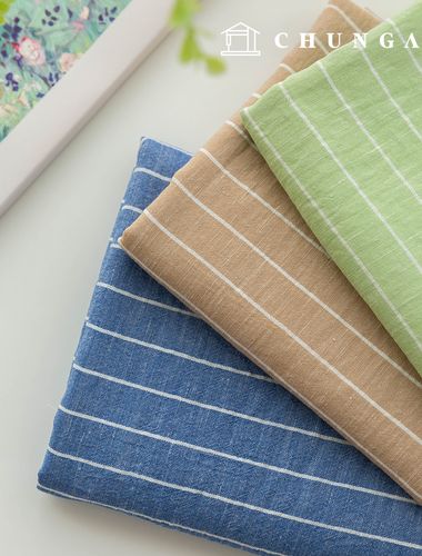 ポリ生地 リネン広幅生地 2cm ビッグストライプ 3種