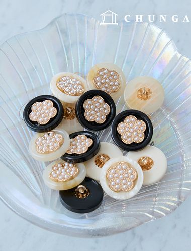 真珠サークルゴールドツイードボタン服作り