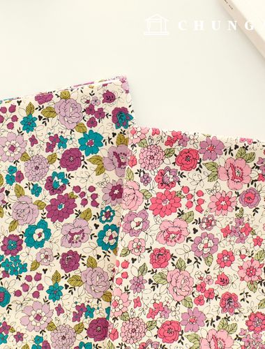 綿生地30カウント高密度花柄フラワー生地ローリーローズ2種