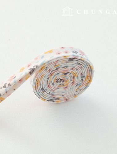綿バイアステープ完成20カウントフラワー10mmメランジガーデン