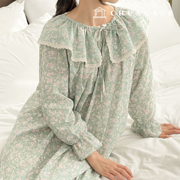 パタン女性パジャマ花柄フラワーフリルナイトウエア服作り P1864
