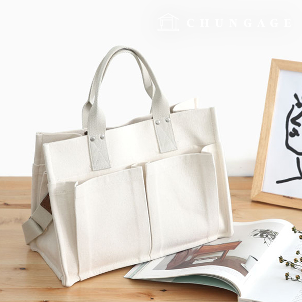 パタンエコバッグ 平織り 캔버스 투 포켓 가방 소품 만들기 P1239