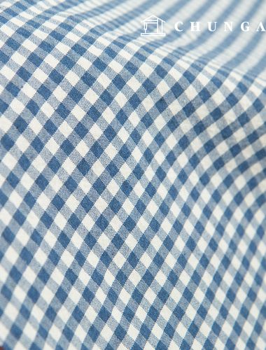 生地パッケージ チェック 4mm さくらんぼ生地 コットンウォッシング 平織り彫刻布 メラン 3種 022 ネイビー