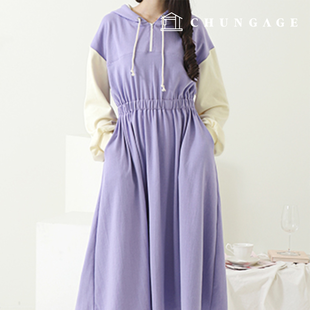 パタン女性フードフレアワンピース服作り P1507