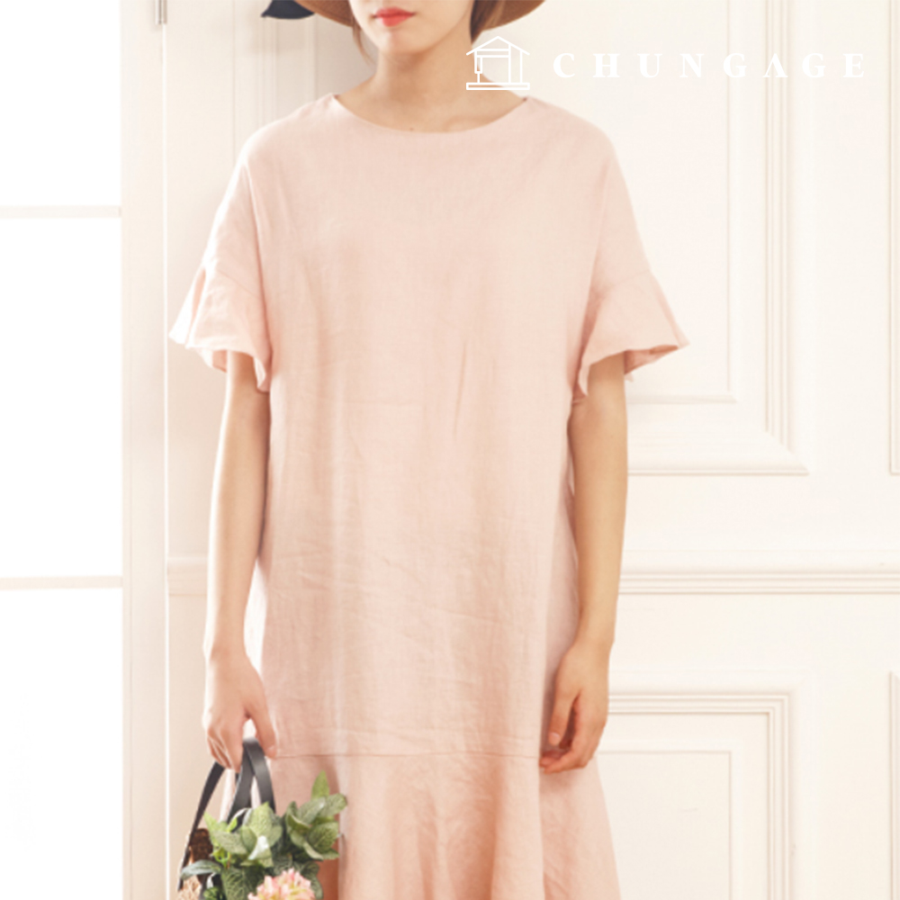 パタン女性ラブリーペブラム半袖ワンピース服作り P1821