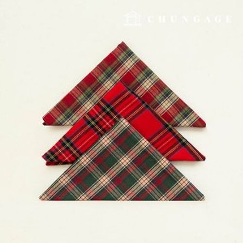 クリスマスチェック生地パッケージ彫刻布ツリーチェック3種類パック167