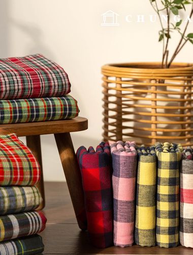 ヨル二重ガーゼ生地コットンチェック生地バーセント13種