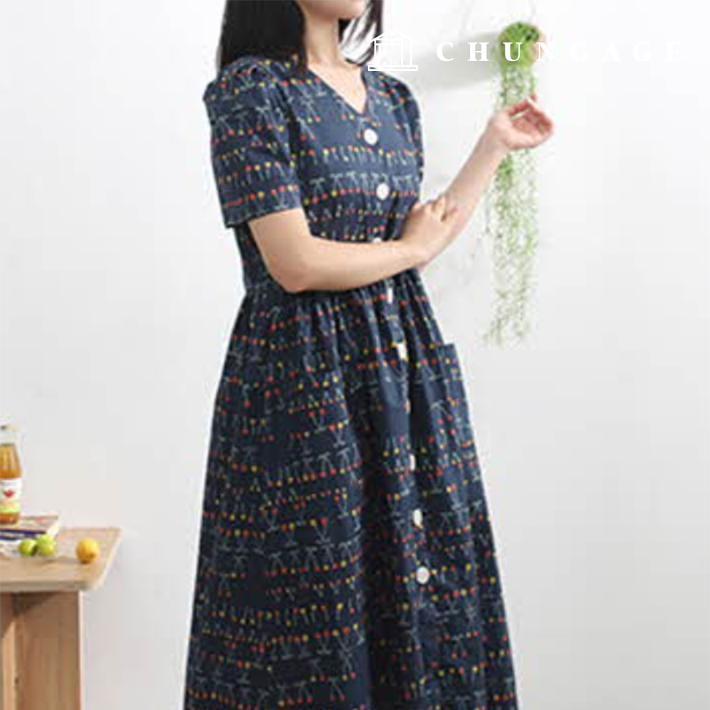 パタン女性ラブリーブイネックワンピース服作り P1546