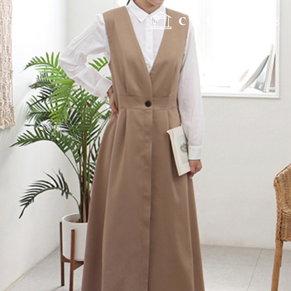 パタン女性イージーブイネックワンピース服作り P1498