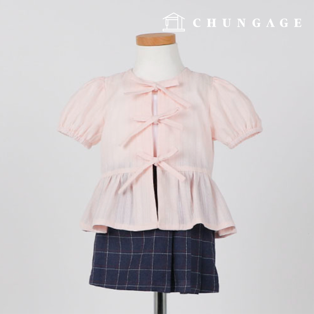 パタン子供セミクロップドブラウス服作りP1816