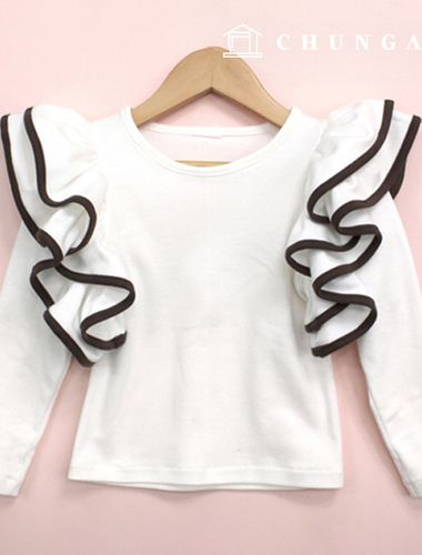 パタン子供二重ラッフルティーシャツ服作りP013