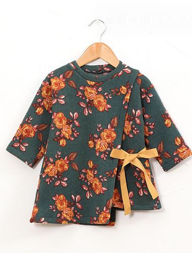 パタン 子供 リボン付き アンバランス ワンピース 服作り P813