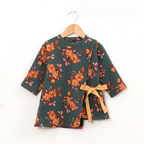 パタン 子供 リボン付き アンバランス ワンピース 服作り P813