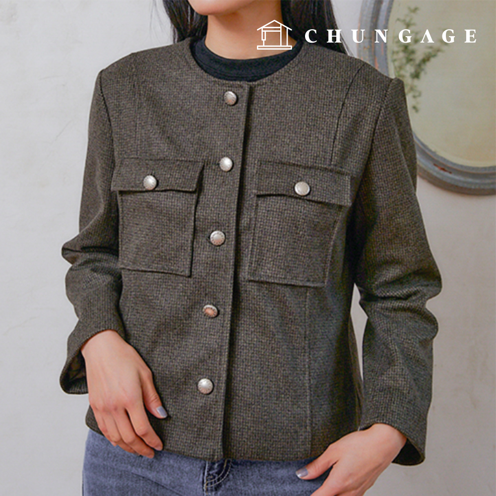 パタン女性シンプルショットラウンドネックジャケット服作りP1757