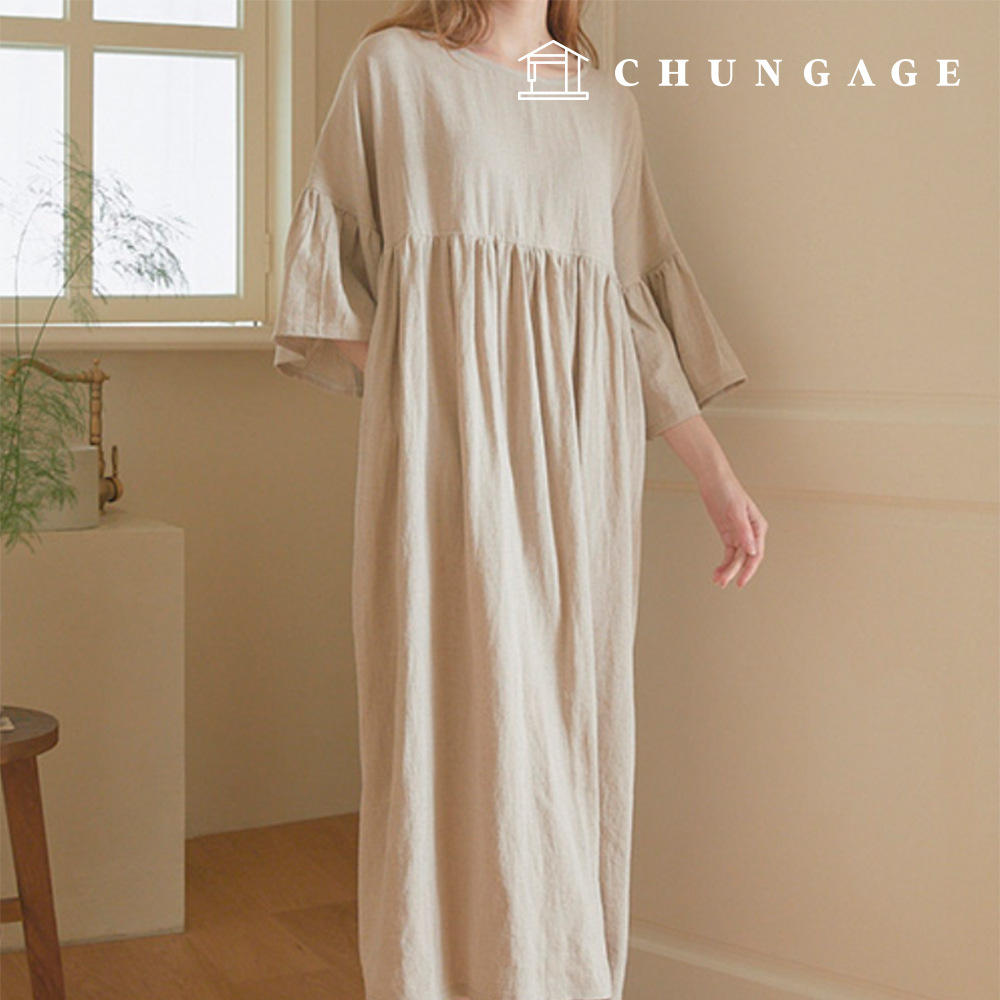 パタン女性ルーズフィットしわワンピース服作り P1725