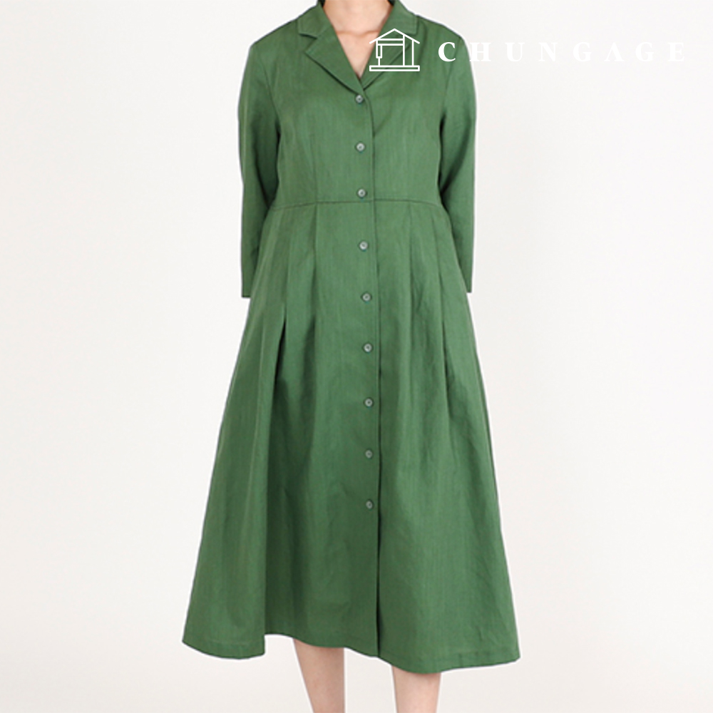 パタン女性シンプルテイラーカラーワンピース服作り P1743
