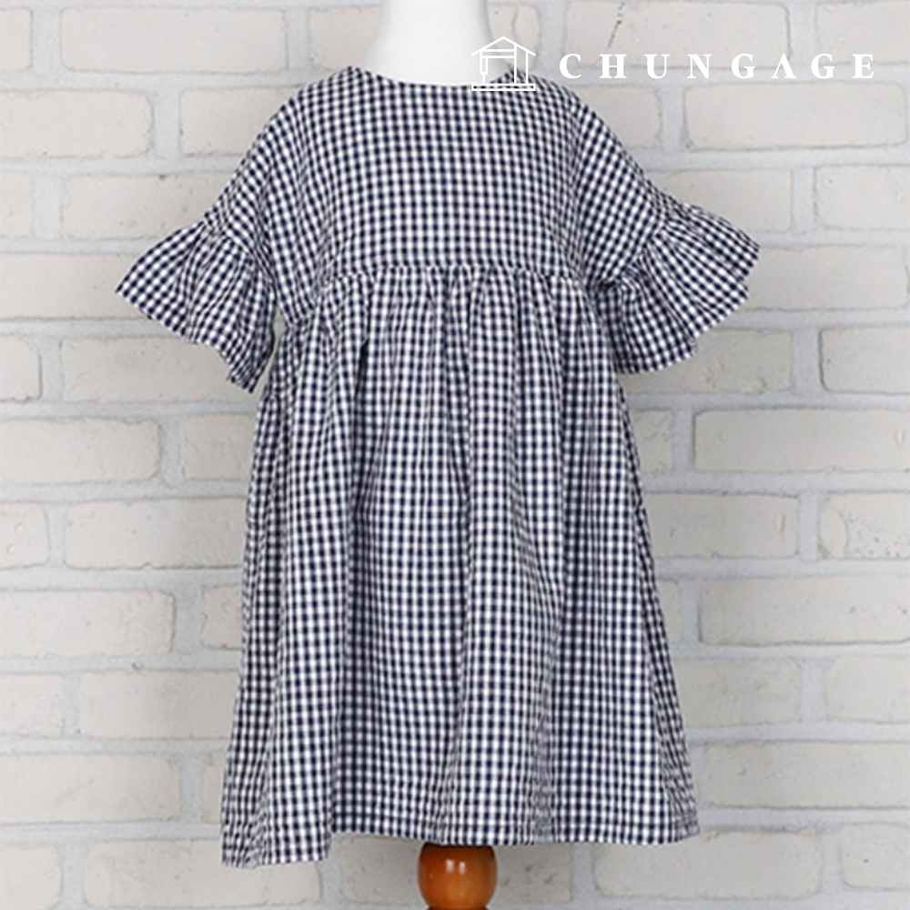 パタン子供半袖しわワンピース服作り P1734