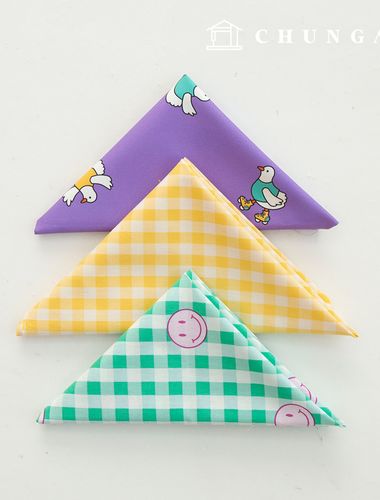 生地パッケージ チェック 方言 生地 スマイル 動物 アヒル コットン イエロー グリーン パープル 彫刻布 3種 147