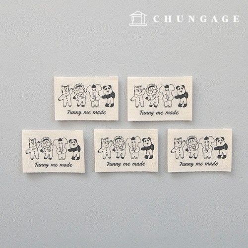 綿ラベル両接ラベル5個動物友達ファニミメイドKL063