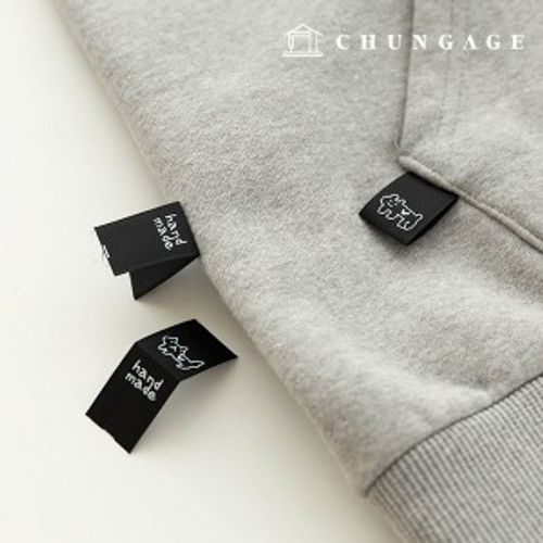 綿ラベルフィットラベルブラックコマハート動物3個入りKL090