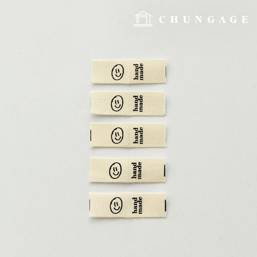 綿ラベルフィットラベル5個ハンドメイドミニスマイル