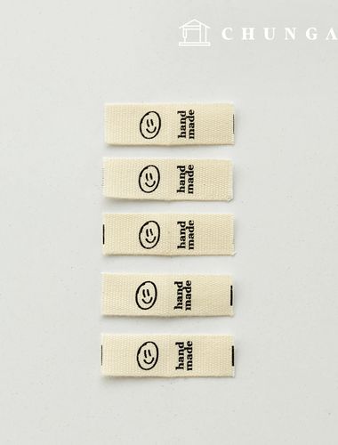 綿ラベルフィットラベル5個ハンドメイドミニスマイル