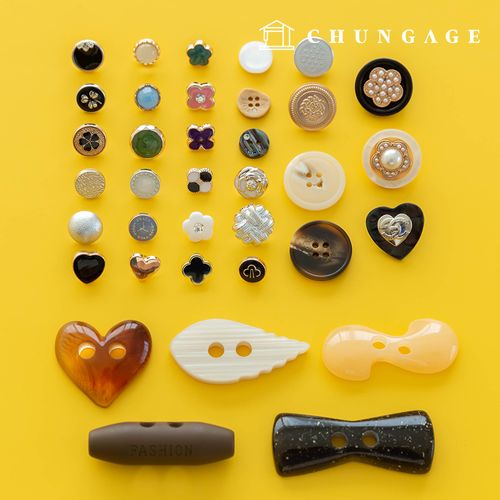 シンプルポイントプラスチックウッドメタルゴールドフラワー服作りボタンコレクション
