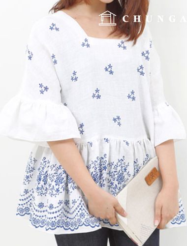 パタン女性フリルブラウス服作り P452